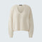 OUI V Neck Loose Fit Jumper in Light Beige Melange