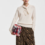 ESSENTIEL ANTWERP Kasa Tie Neck Jumper with Beads in Off White