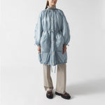 MARFA STANCE Parachute Quilted Parka in Glacier Blue /White/Dove Grey