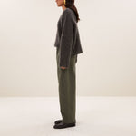 BY-BAR Davi Tapered Loose Fit Ankle Trousers in Olive