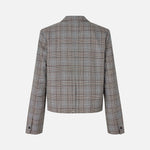 BAUM UND PFERDGARTEN Benni Cropped Wool Blazer in Grey Mini Check