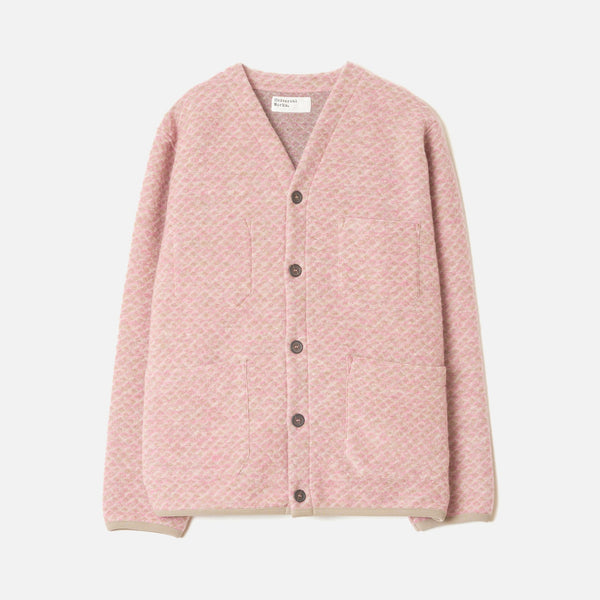 UNIVERSAL WORKS Diamond Fleece Cardigan in Pink