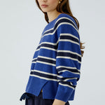 OUI Stripe Round Neck Jumper in Blue/Blue