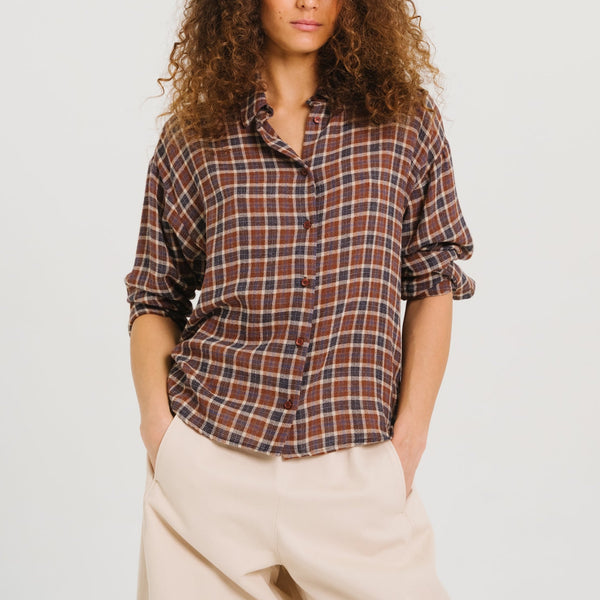 SACRECOEUR Enora Aragon Check Wool Shirt in Multi