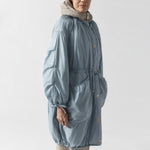 MARFA STANCE Parachute Quilted Parka in Glacier Blue /White/Dove Grey