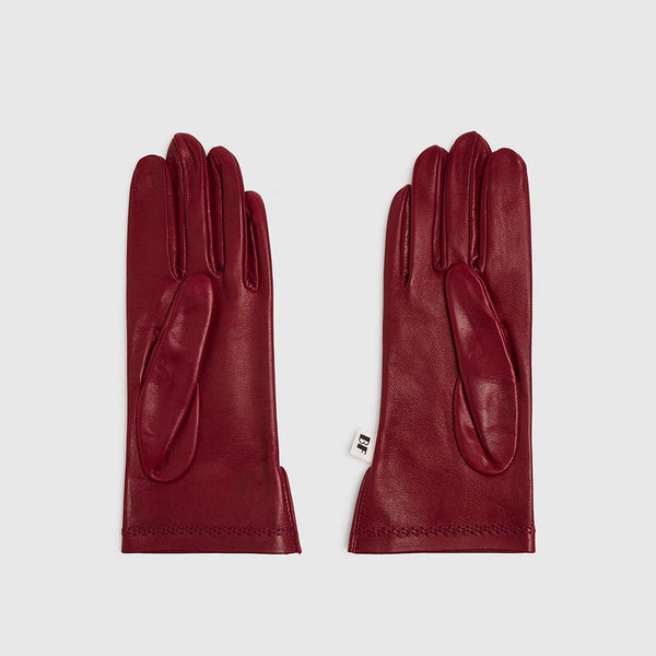 BEATRIZ FUREST Riven Leather Gloves in Scarlet
