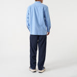 UNIVERSAL WORKS Square Pocket Brushed Flannel Shirt in Blue