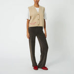 STELLA NOVA Embroidered Wool Knitted Vest in Creme