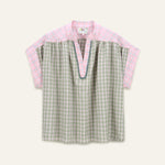 ORFEO Nah Short Sleeve Blouse in Pink Check