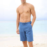 PINK HOUSE MUSTIQUE 100% Linen Casual Shorts  in Mid Blue