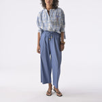 ORFEO Sabrina Pull On Wide Leg Trousers in Blue