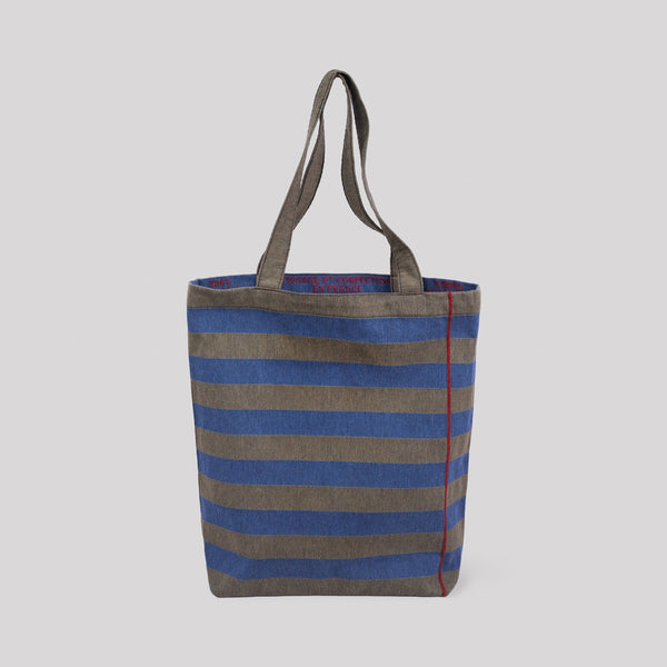 LES PENSIONNAIRES Striped Recycled Tote in Green/Blue