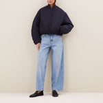 BY-BAR Bodie Metallic Bomber Jacket in Dark Navy