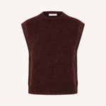 BY-BAR Noby Spencer Knitted Vest with Sparkle Cap Sleeves in Deep Brown