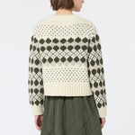 WEEKEND MAX MARA WKDRanch Jacquard Knit Wool and Cashmere Jumper in Geometric Khaki