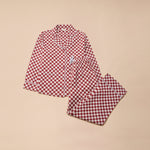 TBCO. Cotton Pyjamas in Burgundy Checkerboard