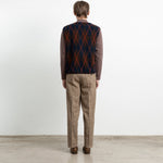 EDMMOND STUDIOS Atelier Button Down Wool Vest in Plain Brown