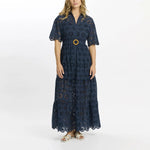 MISS JUNE Apoline Long Dress in Navy