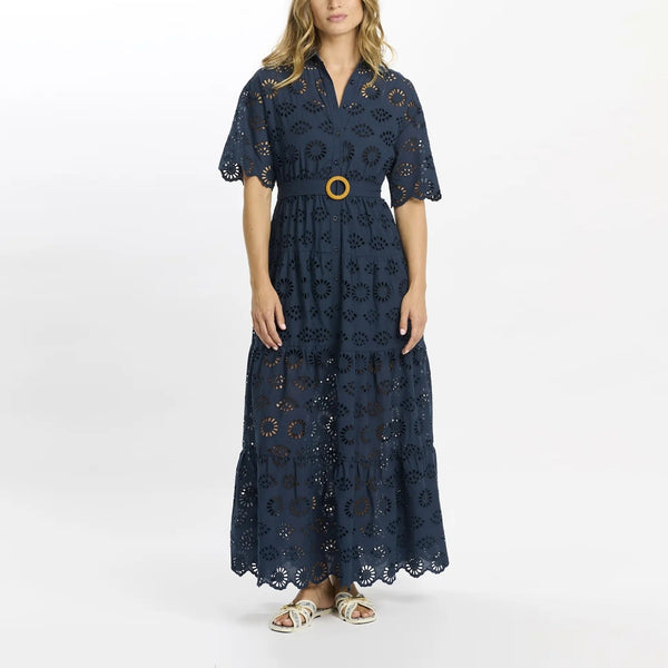 MISS JUNE Apoline Long Dress in Navy