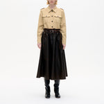 BAUM UND PFERDGARTEN Saimi Leather Button Detail Skirt in Mole Brown