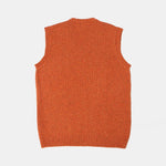 EDMMOND STUDIOS Paris V Neck Wool Mix Vest in Plain Orange