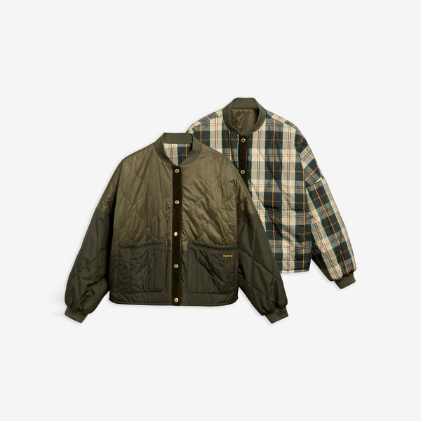 BARBOUR Ravenshill Reversible Quilted Jacket in Olive/Fern/Ancient