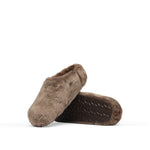 BIRKENSTOCK Amsterdam Wrapped Shearling Fur Slippers in Grey Taupe