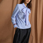 SOPHIE + LUCIE Luciana Cotton Poplin Shirt in Blue