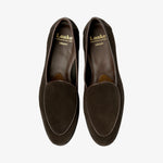 LOAKE Belgrave Suede Apron Loafers in Dark Chocolate Brown