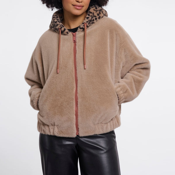 RINO & PELLE Ori Jacket with Zipper and Hood in Oat