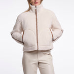 RINO & PELLE Jaydee Teddy Fleece Short Jacket with Zip in Birch