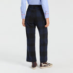 VILAGALLO Dorin Scallop Hem Check Trousers in Navy/Black
