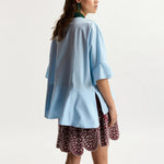 ESSENTIEL ANTWERP Kaylee Peplum Ruffle Shirt in Aquamarine