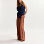 ESSENTIEL ANTWERP Jogs Large Bow Babydoll Top in Patriot Blue