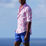 PINK HOUSE MUSTIQUE Mens Pomegranate Linen Shirt in Pink