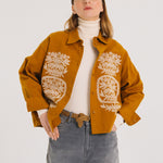 TINSELS Usk Higge Embroidered Shirt in Curry
