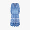 PINK CITY PRINTS Patchwork Alicia Block Print Cotton Dress in Azure Blue