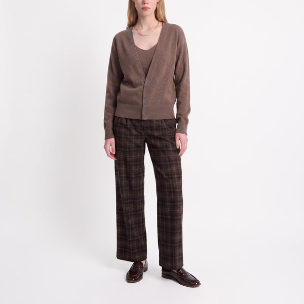 ARTLOVE Anelia V Neck Button Front Cardigan in Brown