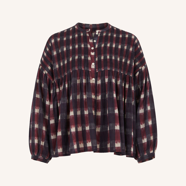 BY-BAR Mine Ikat Blouse in Wine Ikat Print