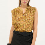 BEATRIZ FUREST Alice Sleeveless Blouse in Yellow/Brown