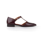 ESSKA Harmony Pointed T-Bar Flat Shoes in Bordeaux