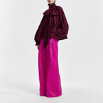 ESSENTIEL ANTWERP Keily Pussy Bow Tie Taffeta Top in Wine