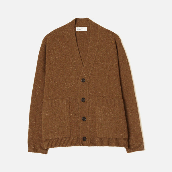UNIVERSAL WORKS Langdale Wool Fleck Cardigan in Brown