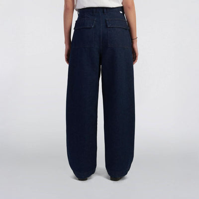 EDWIN W Nora Pant in Coral Blue Denim