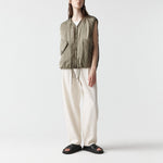 MARFA STANCE Parachute Silk Nylon Vest in Pale Olive/ Oyster