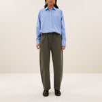 BY-BAR Davi Tapered Loose Fit Ankle Trousers in Olive