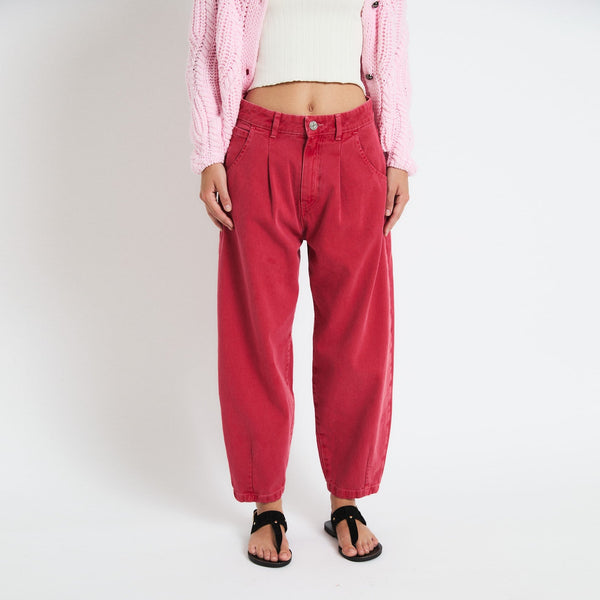 SOPHIE + LUCIE Sarga Boyfriend Jeans in Red