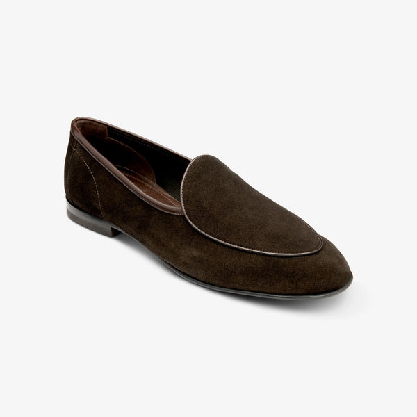 LOAKE Belgrave Suede Apron Loafers in Dark Chocolate Brown