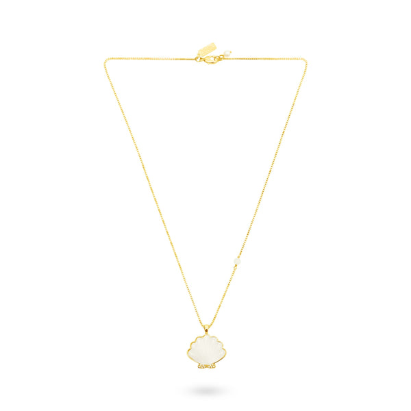 TALIS CHAINS Shell Pendant Necklace in White Jade
