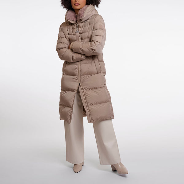 RINO & PELLE Hudson Padded Coat with Detachable Collar in Mocha Latte